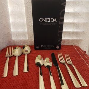 Oneida Aptitude Champagne 23 Piece Cutlery Flatware Set Service for 4
